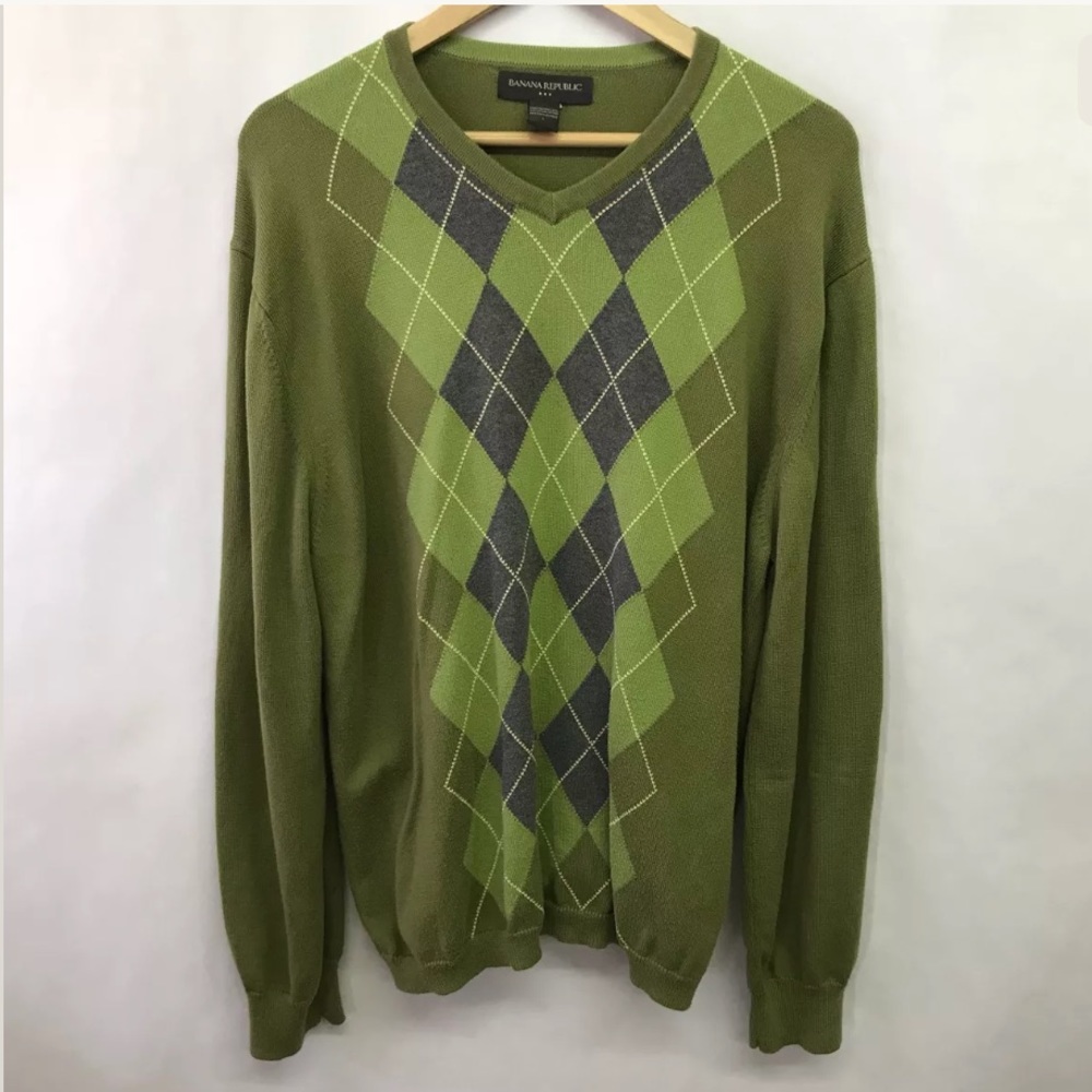 Argyle Sweater Large V Neck